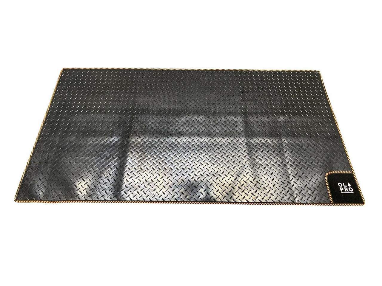 Awning Tunnel Mat 1500mm x 800mm Black Rubber with Orange Edge Trim