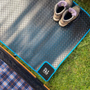 Awning Tunnel Mat 1500mm x 800mm Black Rubber with Blue Edge Trim
