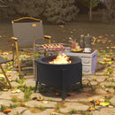 Outsunny Portable Fire Pit, 58 cm Round Firepit with Grill Grate, Black