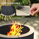 Outsunny Portable Fire Pit, 58 cm Round Firepit with Grill Grate, Black