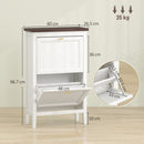 HOMCOM Shoe Cabinet with 2 Flip Drawers, Narrow Shoe Storage Cabinet, White