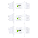 33cm Set of 4 White Plastic Picket Fence Garden Edging with Wood Effect