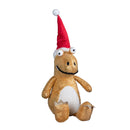 60cm Tall Gold Plush Zilla Dino Sitting Christmas Decoration with Santa Hat