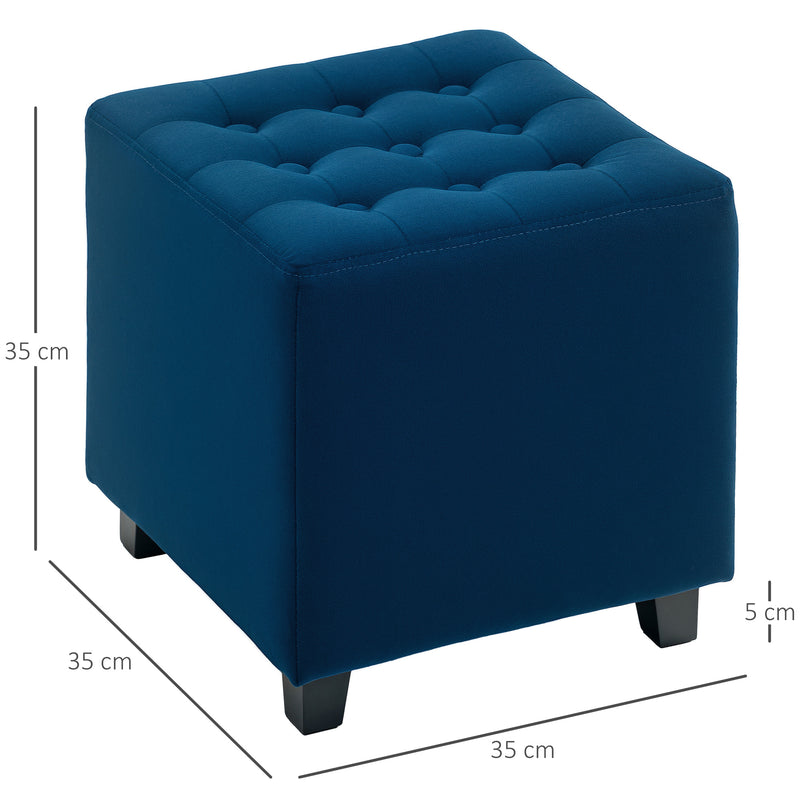 HOMCOM Square Footstool Small Ottoman with Wood Legs for Bedroom