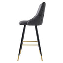 Livingandhome Contemporary Velvet Bar Stools with Metal Legs