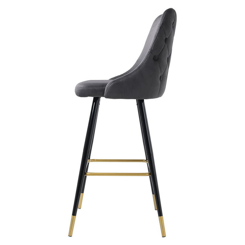 Livingandhome Contemporary Velvet Bar Stools with Metal Legs