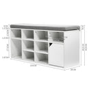 Livingandhome White Padded Shoe Storage Bench