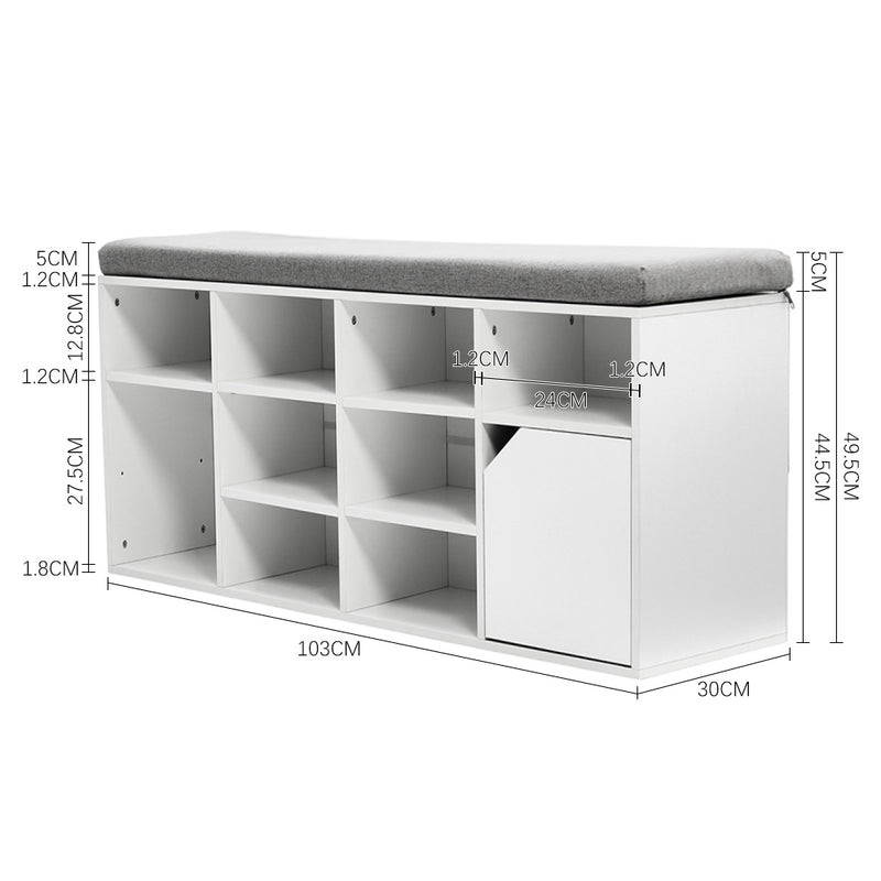 Livingandhome White Padded Shoe Storage Bench