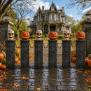 2.4m Battery Powered Light Up Halloween Skull & Pumpkin Fence With LEDs