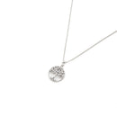 Round Tree Pendant Necklace in Copper with Cubic Zirconia Accents