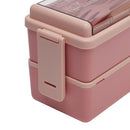 Lifeideas Dual-Layer Plastic Bento Lunch Box with Cutlery