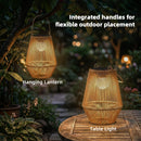 Outsunny Rattan Hanging Solar Lights Outdoor Garden Lantern Set of 2, Brown