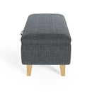 Livingandhome Dark Grey Linen 2-in-1 Storage Ottoman