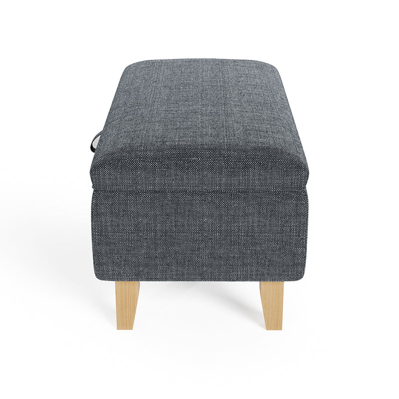 Livingandhome Dark Grey Linen 2-in-1 Storage Ottoman