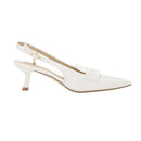 Slingback Pointed Closed Toe Loafer Heels - White