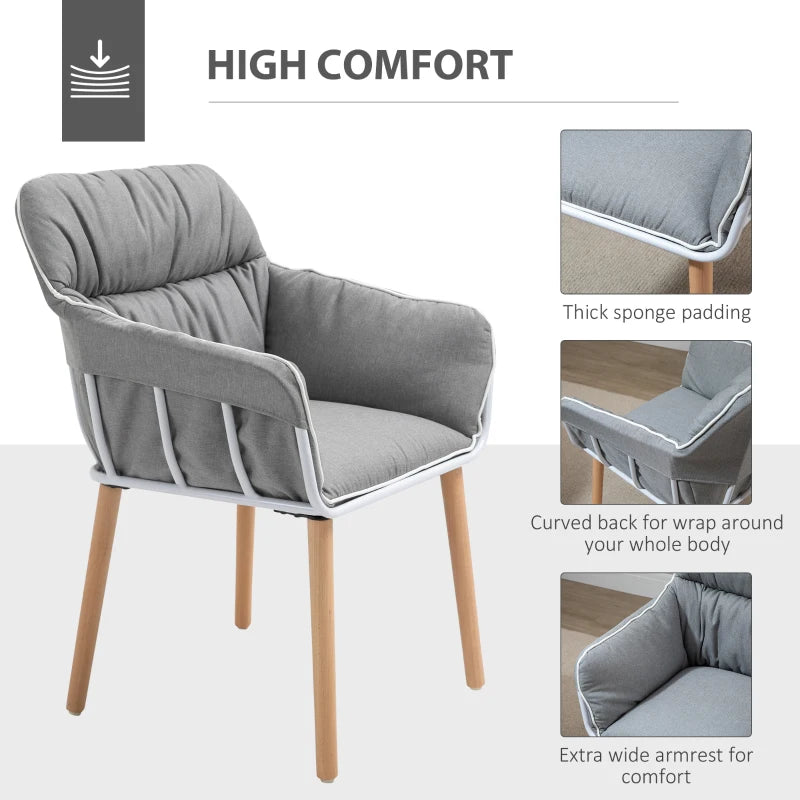 HOMCOM Contrast Piped Accent Chair - Grey