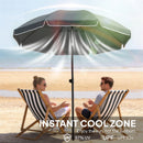 Outsunny 1.8 m Beach Umbrella Parasol with Sand Anchor, Tilt, Dark Grey