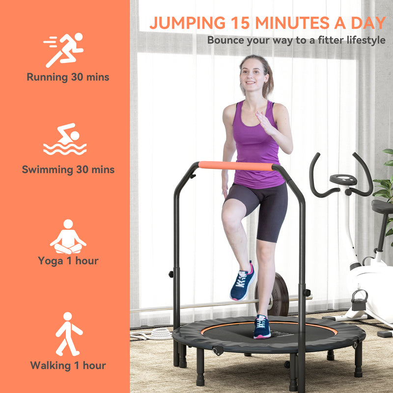 HOMCOM 40 Inch Foldable Mini Fitness Trampoline With Foam Handle