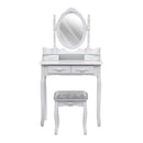 Livingandhome Dressing Table Set with Oval Mirror and Storage