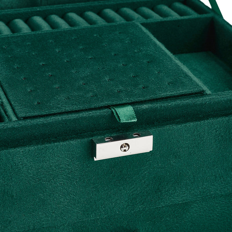 Sheonly 3-Tier Dark Green Velvet Jewellery Box with Lock