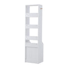 Livingandhome White Slim Storage Shelving Unit with Lockable Drawer