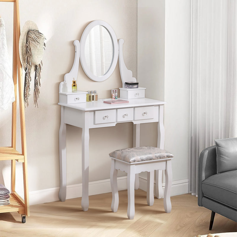 Livingandhome Stylish MDF Makeup Vanity Desk with Stool