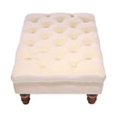Livingandhome Beige Velvet Ottoman with Gourd Wooden Legs
