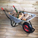 90 Litre 150kg Capacity Heavy Duty Galvanised Samuel Alexander Metal Garden Wheelbarrow with Pneumatic Tyre
