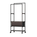 Livingandhome Double Rod Metal Clothes Rack on Wheels