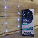 200 LED 10m Premier MicroBrights Indoor Outdoor Christmas Multi Function Battery Operated Lights with Timer on Pin Wire in Cool White