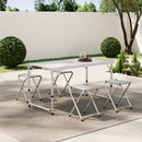 Livingandhome Folding Picnic Table with 4 Stools Portable Lightweight Aluminum Table Stools Set