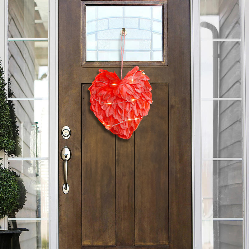Livingandhome LED Light Red Feather Creative Hanging Ornament