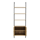 Livingandhome Wooden Bookshelf with Rattan Cabinet