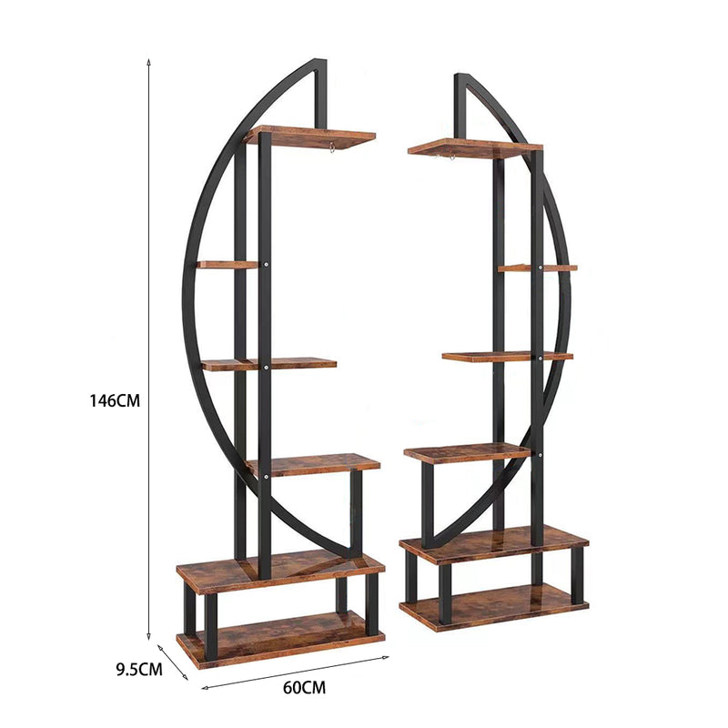 Breeins Pair of Wooden Crescent Plant Displays
