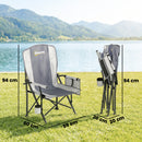 Outsunny Camping Chair Padded with Side Pocket Light Grey
