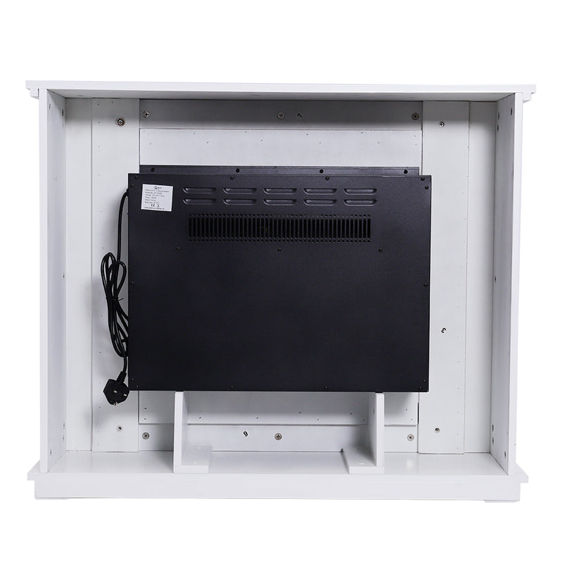 Electric Fireplace with White Wooden Mantel