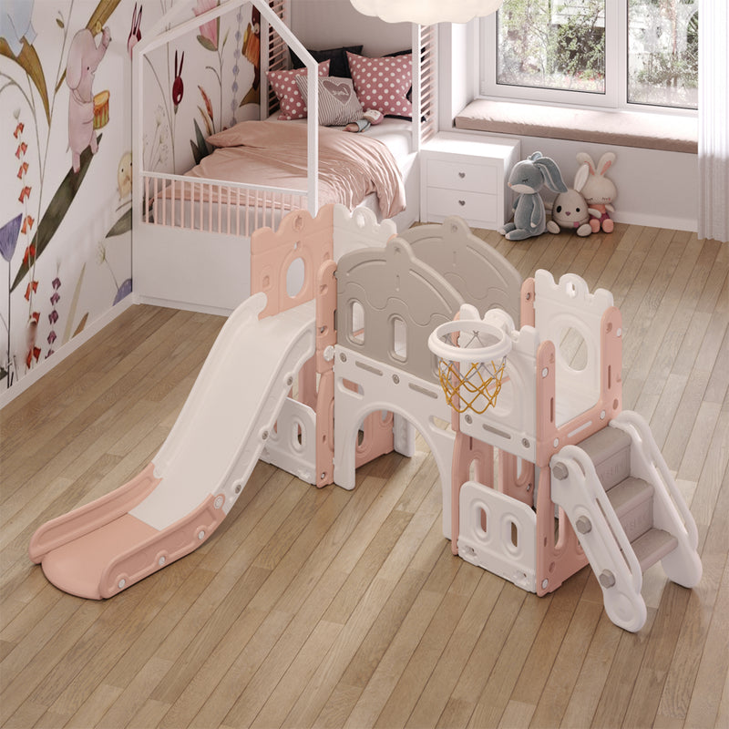 Kidkid Toddler Indoor Playground with Slide and Hoop