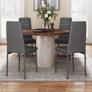 Livingandhome Set of 4 Modern Faux Leather Armless High Back Dining Chairs