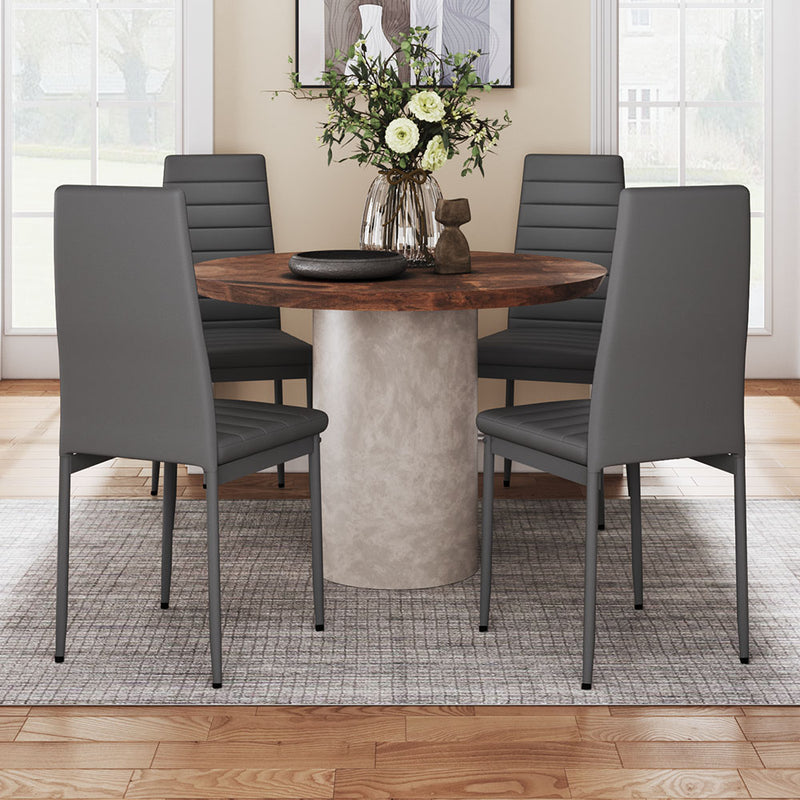 Livingandhome Set of 4 Modern Faux Leather Armless High Back Dining Chairs