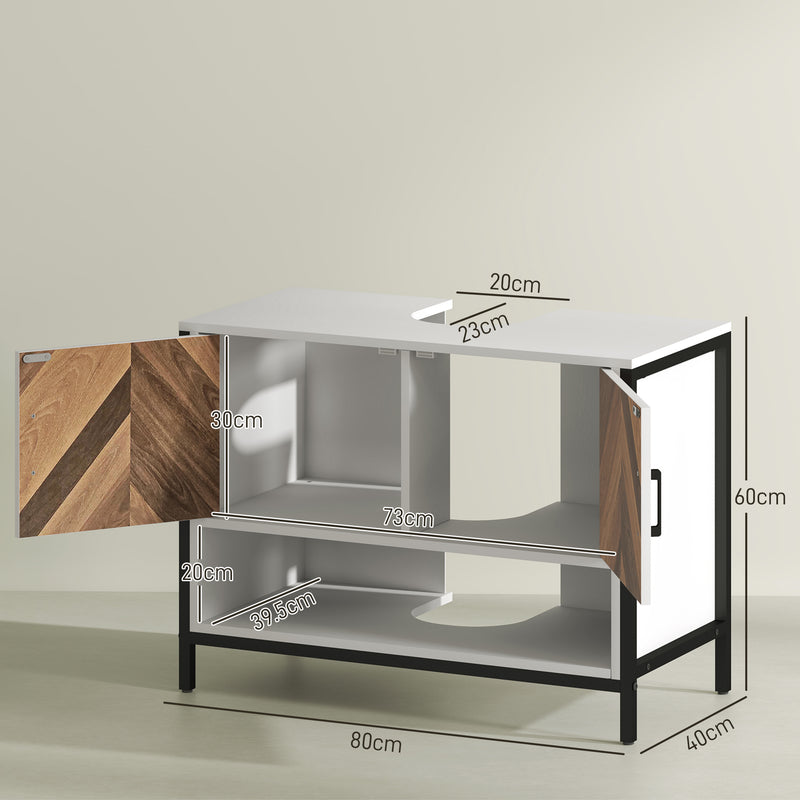 HOMCOM Bathroom Under Sink Cabinet For Basin With Or Without Pedestal Cream