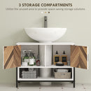 HOMCOM Bathroom Under Sink Cabinet For Basin With Or Without Pedestal Cream