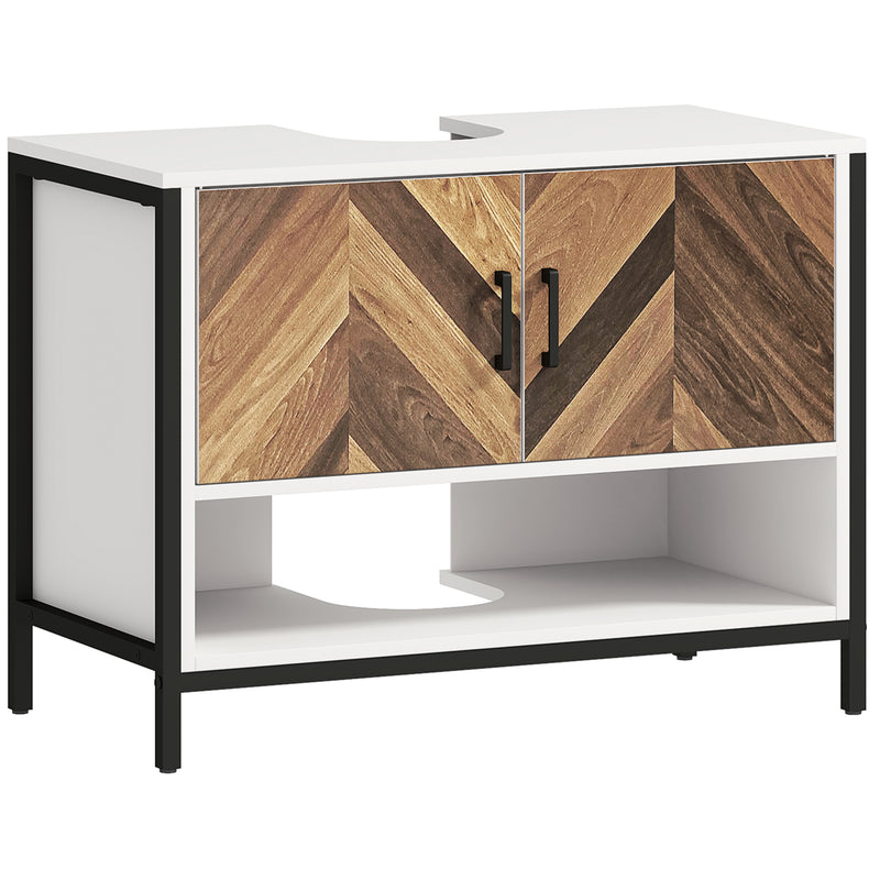 HOMCOM Bathroom Under Sink Cabinet For Basin With Or Without Pedestal Cream