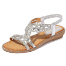 T-Strap Flat Summer Sandals - Silver