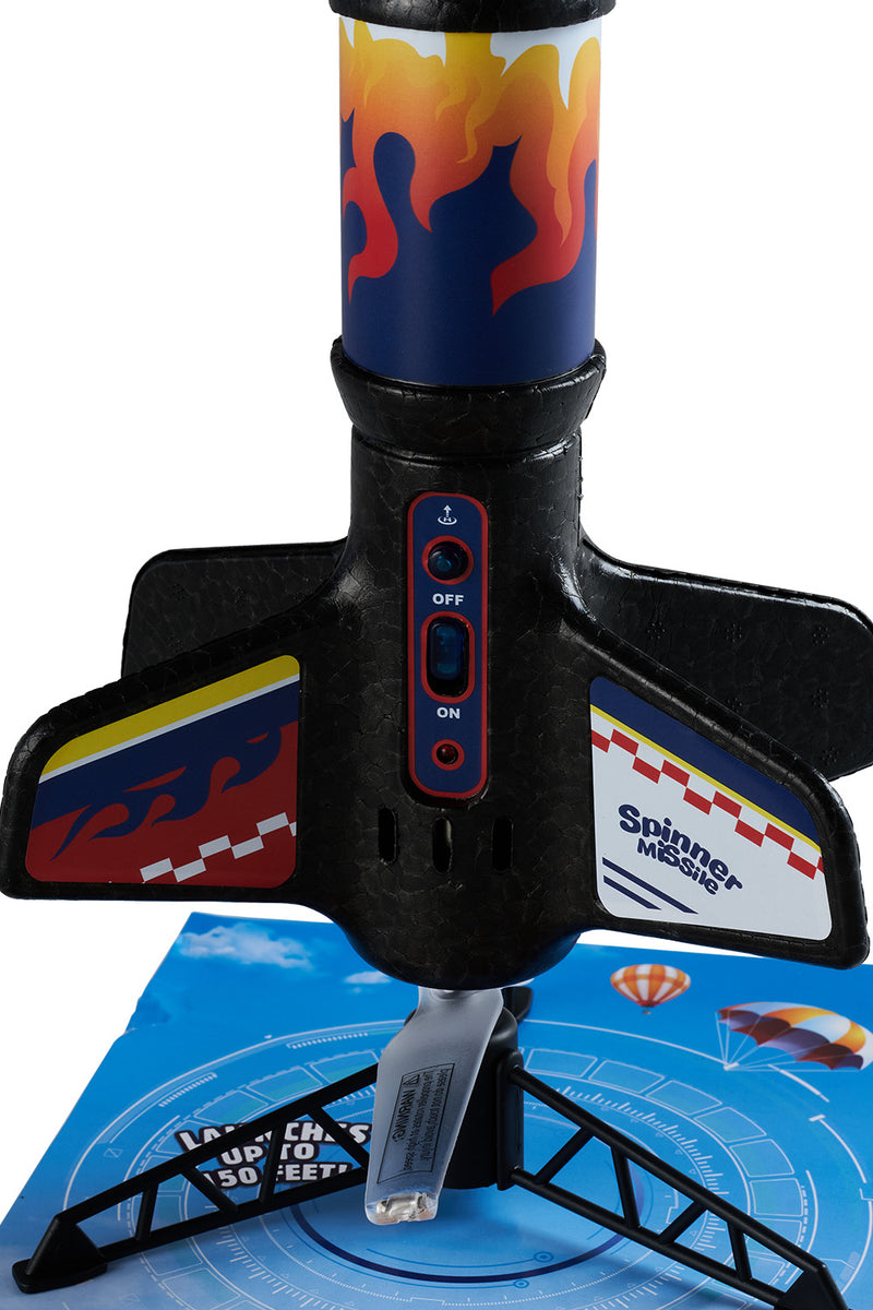 Kidkid Electric Spinner Rocket Launcher Toy with Parachute for Kids