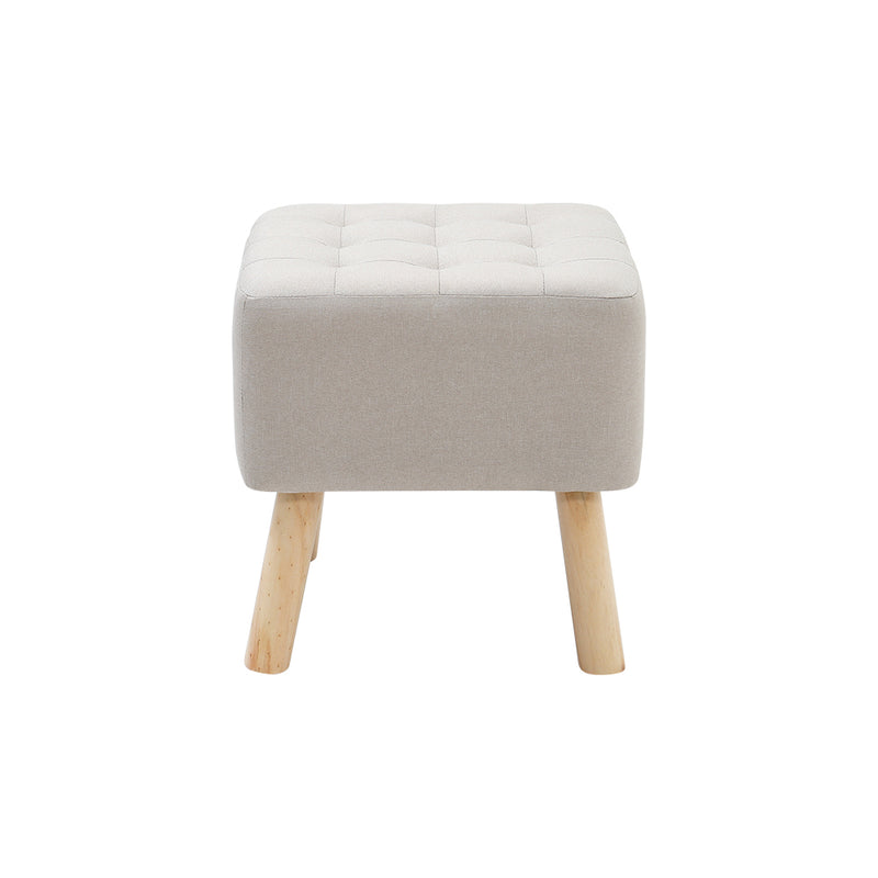 Livingandhome Linen Fabric Padded Wooden Leg Footstool