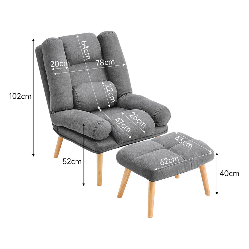 Livingandhome Lounge Recliner Armchair with Footstool