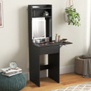 HOMCOM Compact Dressing Table with Lighted Mirror Open Shelves Drawer Black