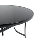 Garden Sanctuary Metallic and Tempered Glass Garden Table with Parasol Hole Outdoor