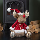 45cm Sitting Plush Golden Dancer Christmas Reindeer Decoration