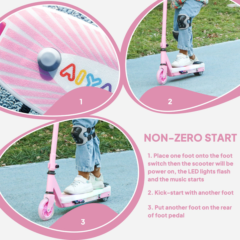 AIYAPLAY Electric Scooter for Kids 4-7, with Auxiliary Rear Wheels